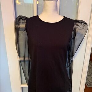 Express Black Top with Mesh Sleeves
